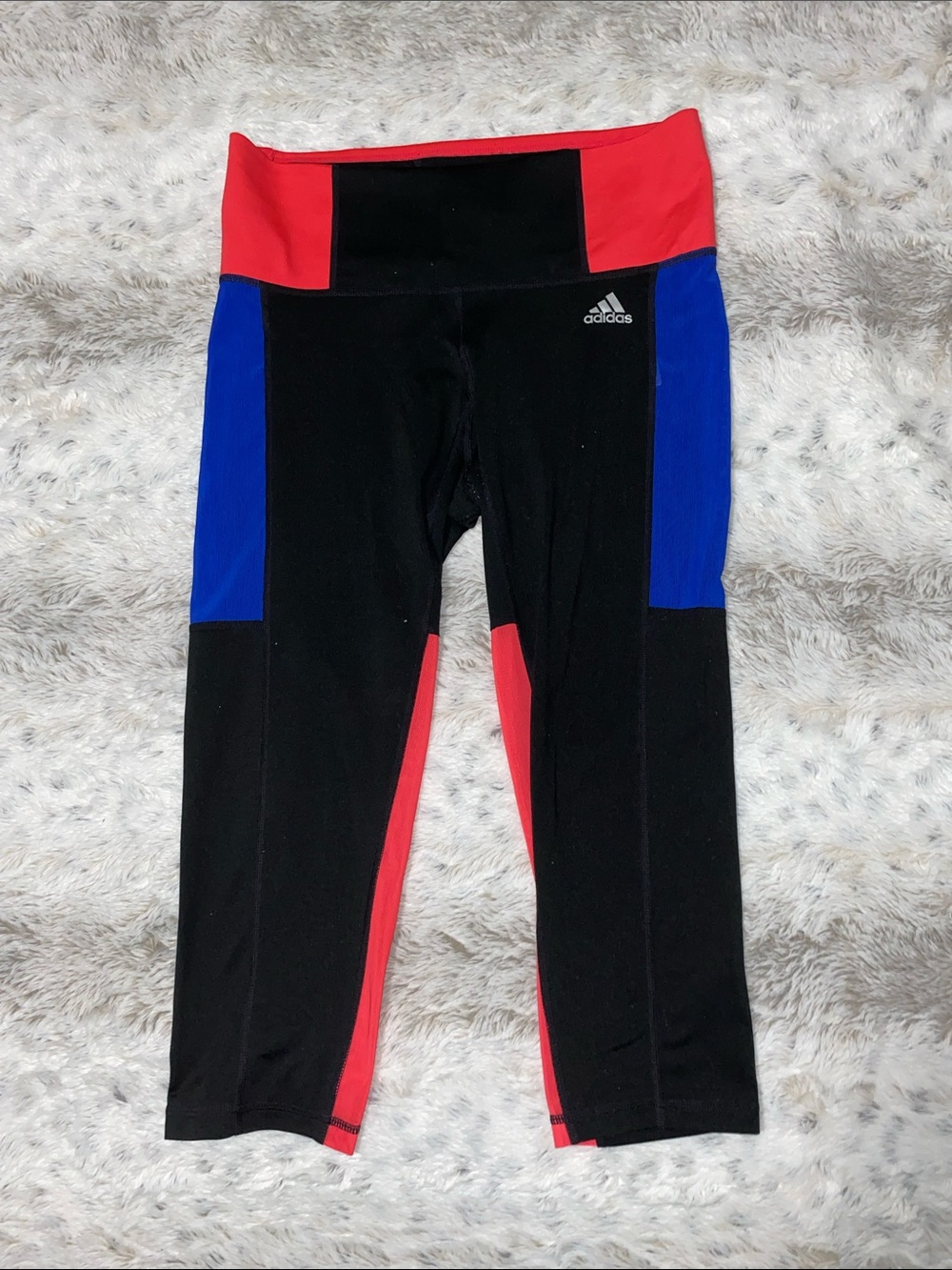 adidas Kids Black, Red & Blue Colorblock Leggings